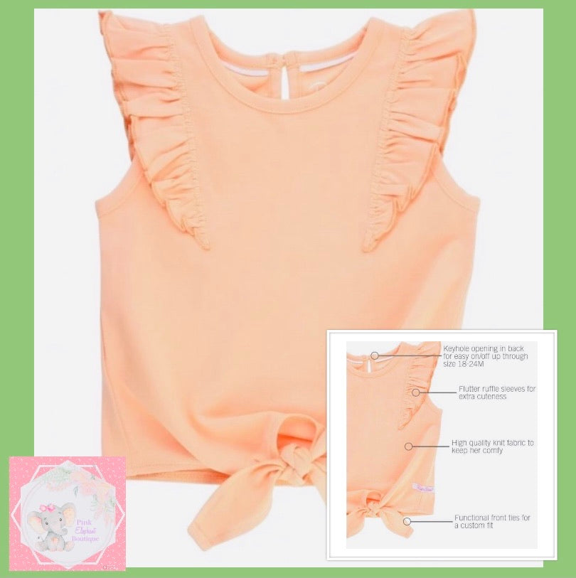 Peach Ruffle Tie Shirt