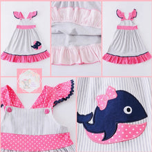 Load image into Gallery viewer, Pink &amp; Navy Blue Whale Dress
