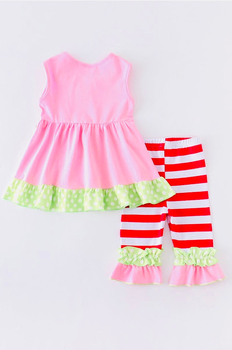 Watermelon Appliqué Ruffle Capri