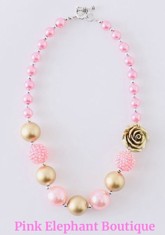 Pink & Gold Half Bubble Necklace