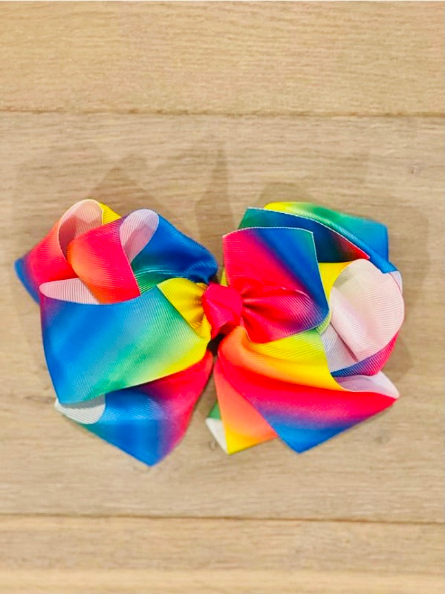 Rainbow Watercolor Hair Bow