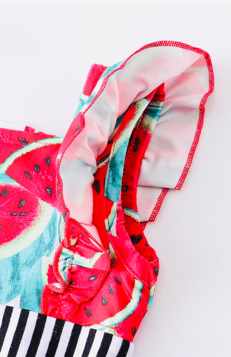 Watermelon Stripe Bubble Romper