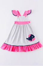 Load image into Gallery viewer, Pink &amp; Navy Blue Whale Dress
