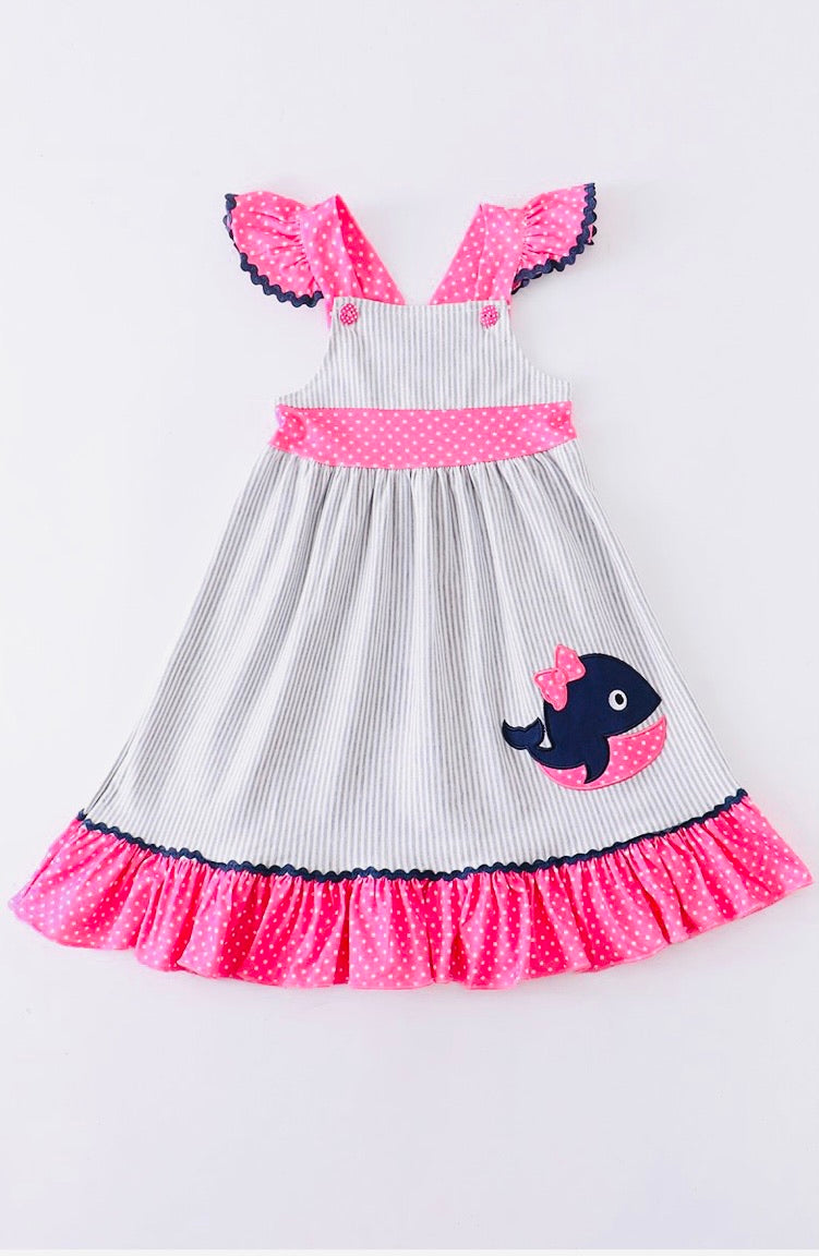 Pink & Navy Blue Whale Dress