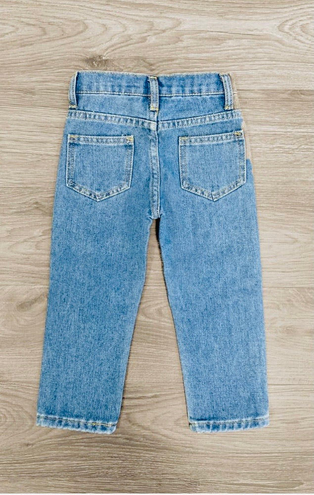 Purple Sequin Distressed Straight Leg Jeans