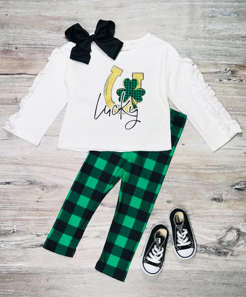 Lucky Glitter Shamrock & Horse Pant Set