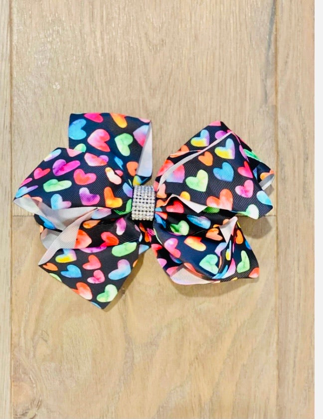 Variety of Hearts Watercolor Bows