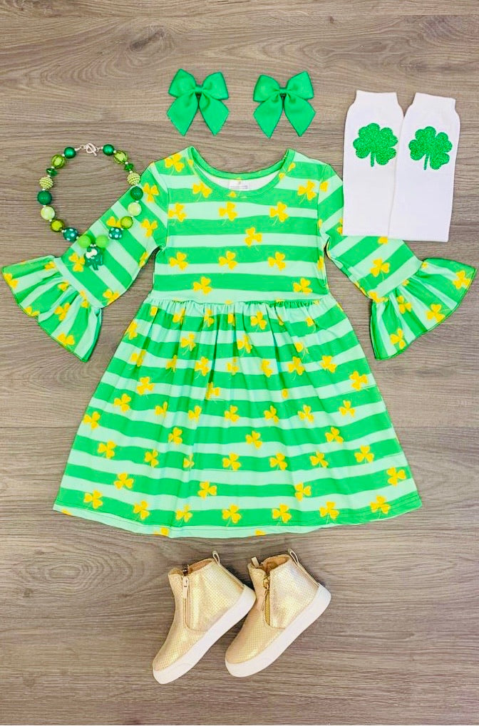 Golden Clover Bell Sleeve Dress