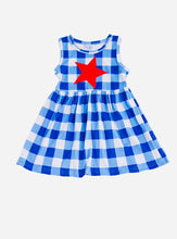 Load image into Gallery viewer, Blue Gingham Patriotic Dress
