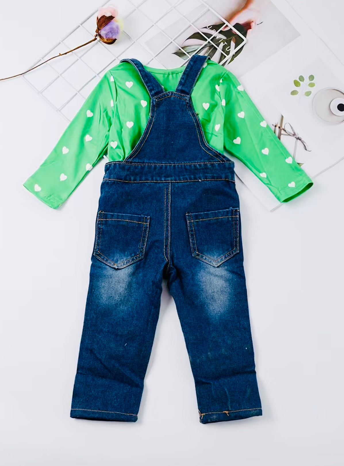 St. Patrick’s White Hearts Denim Overalls