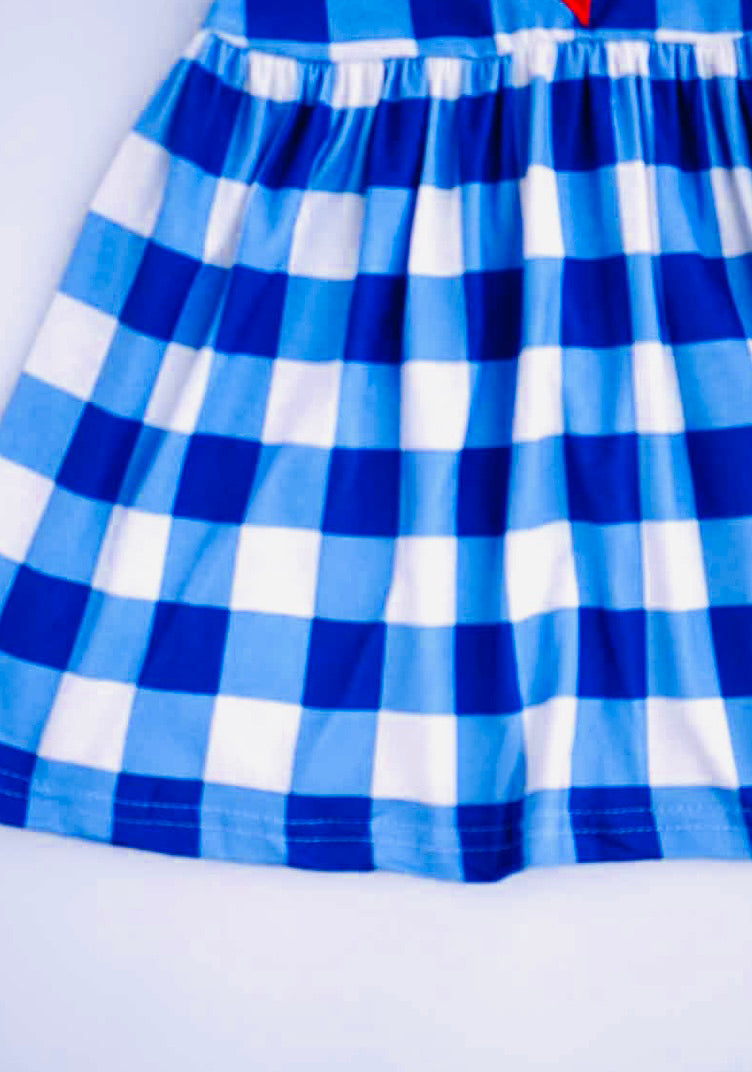 Blue Gingham Patriotic Dress
