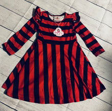 Load image into Gallery viewer, Red and Black Strip Dress
