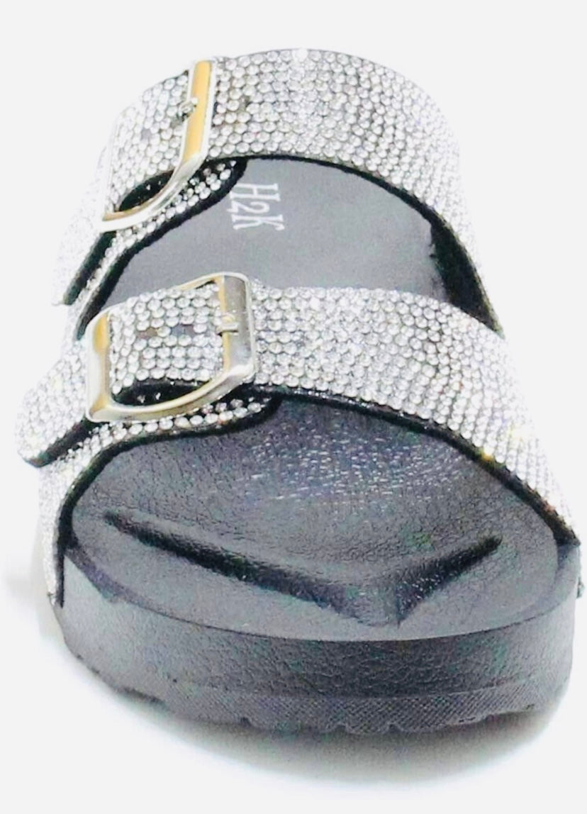 Black Rhinestones Slides