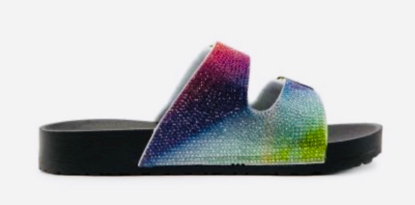 Rainbow Rhinestones Slides