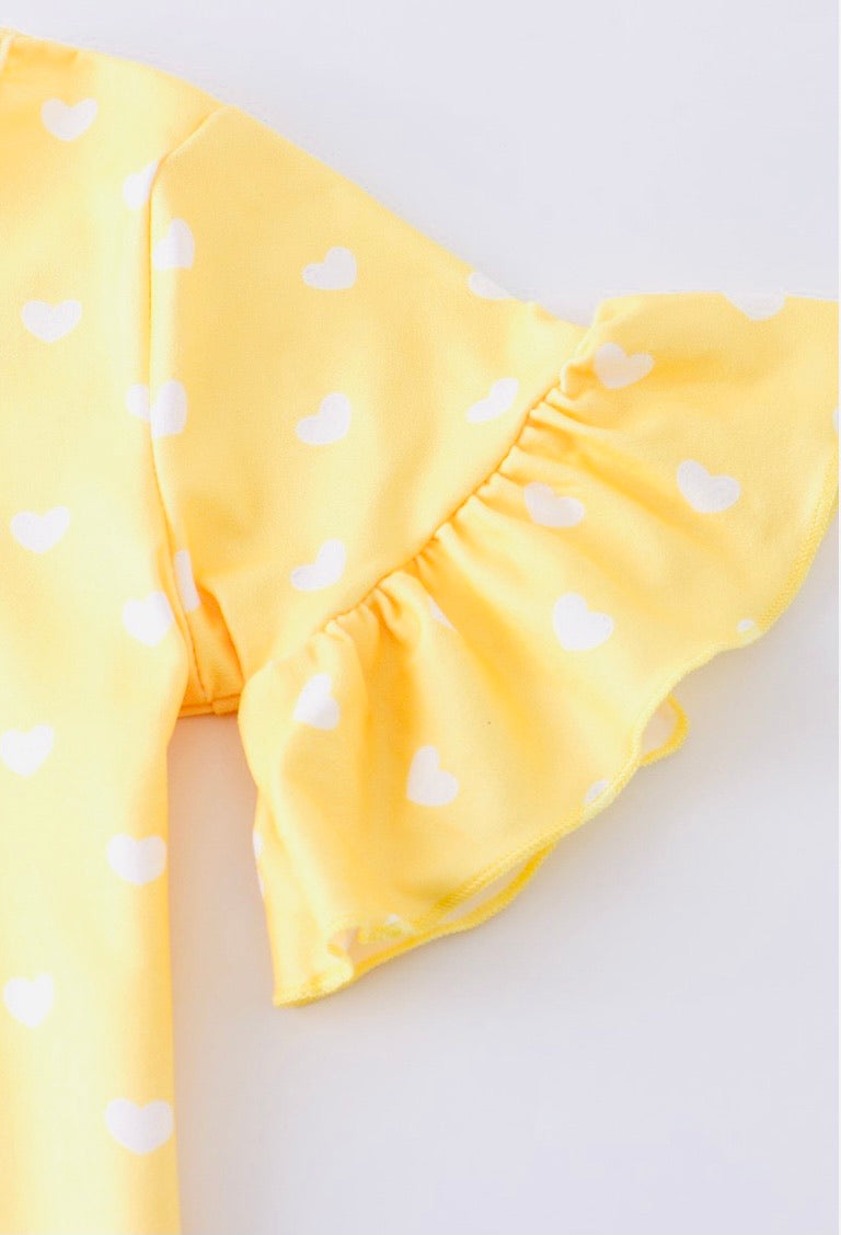 Sunflower Ruffle Top & Denim Overall Set