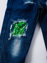 Load image into Gallery viewer, Green Heart &amp; Clovers Denim Overalls
