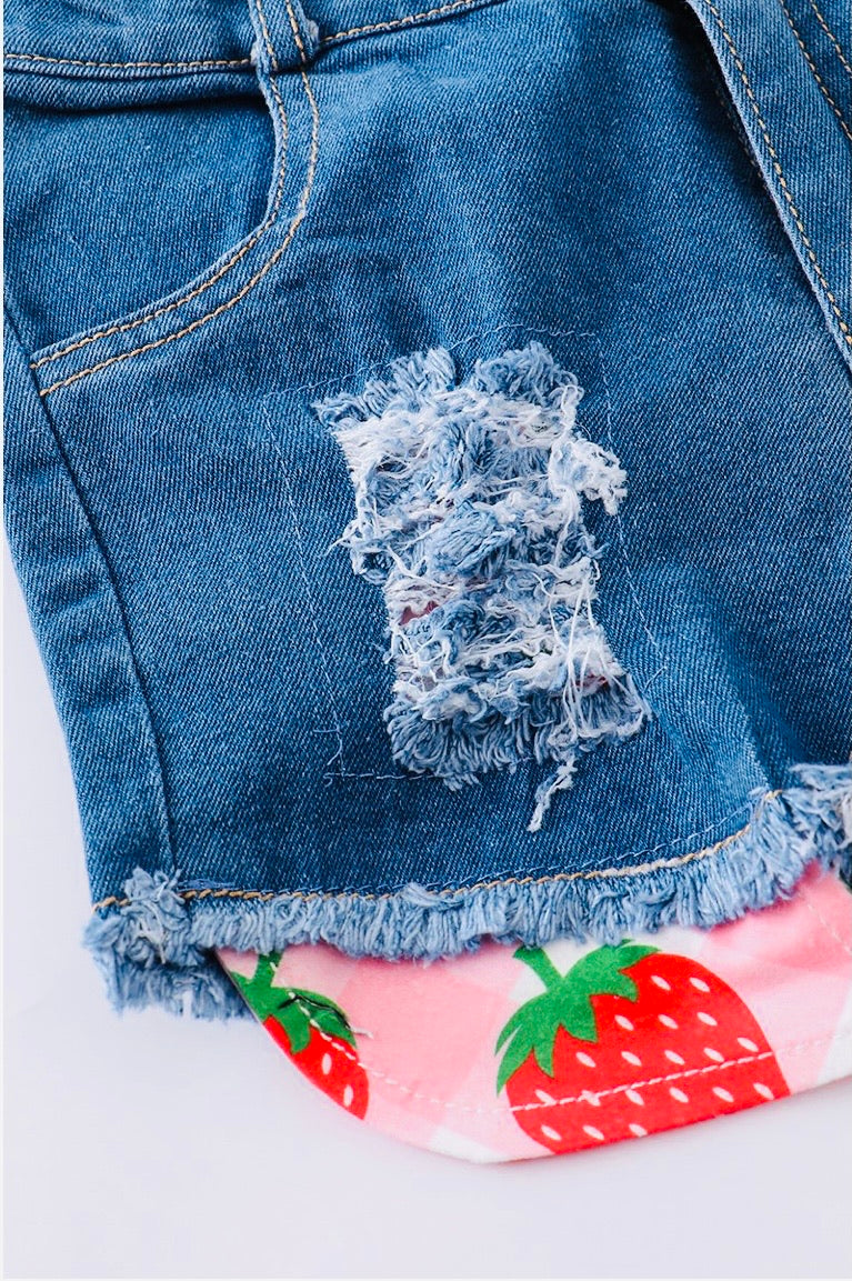 Strawberry Denim Short Set