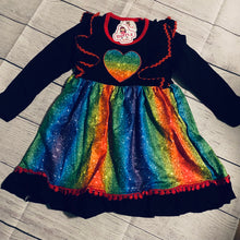 Load image into Gallery viewer, Rainbow Ruffle Heart Dress
