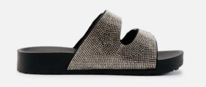 Black Rhinestones Slides