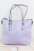 Violet Faux Leather Buckle Strap Tote