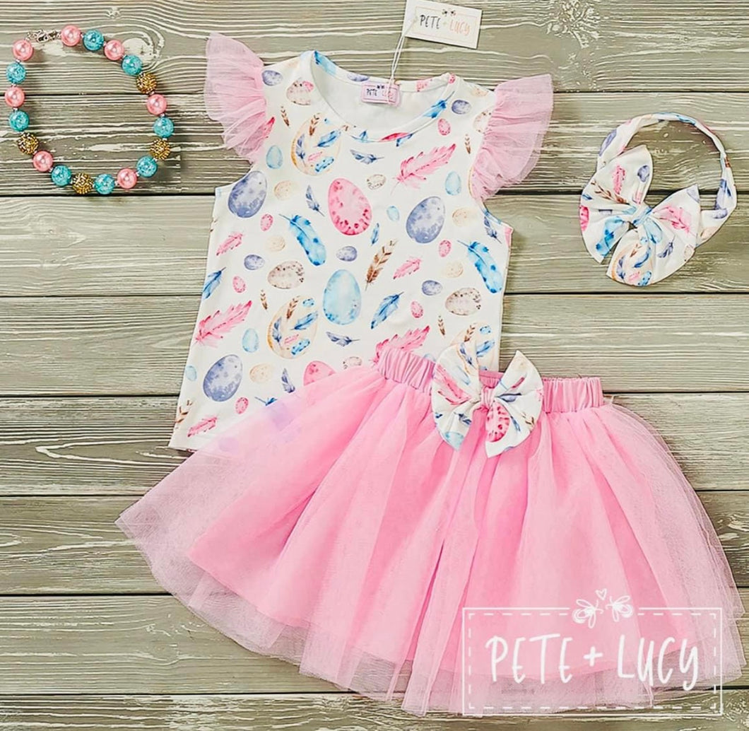 Easter Egg Festival Tulle Two Piece Skirt Set