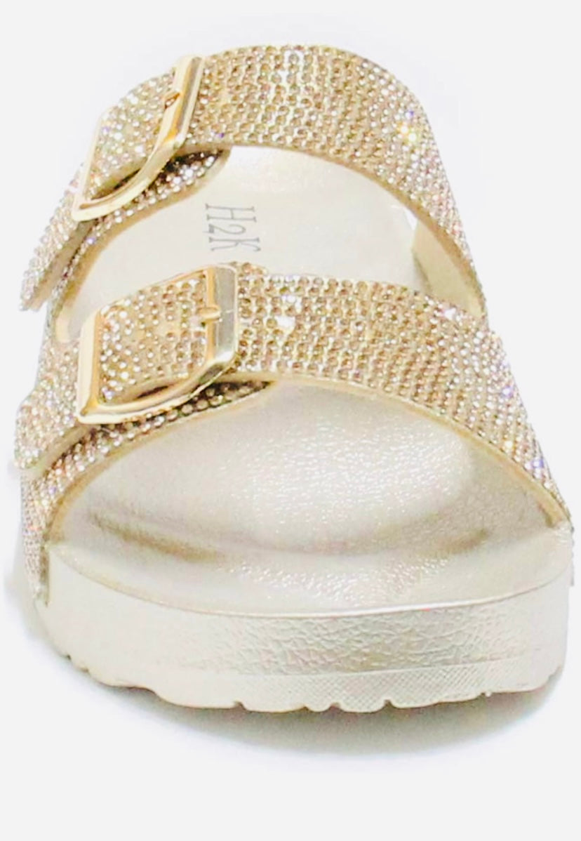 Gold Rhinestones Slides