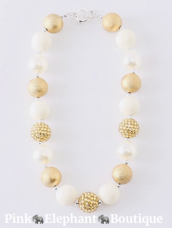 Gold & White Bubble Necklace