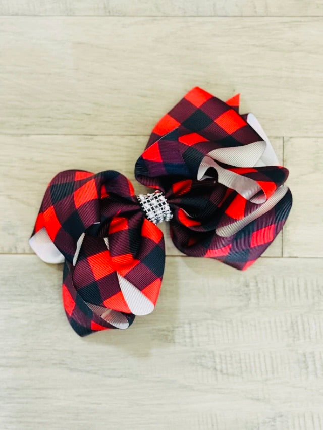 Red and Black Buffalo Plaid Hair Bow