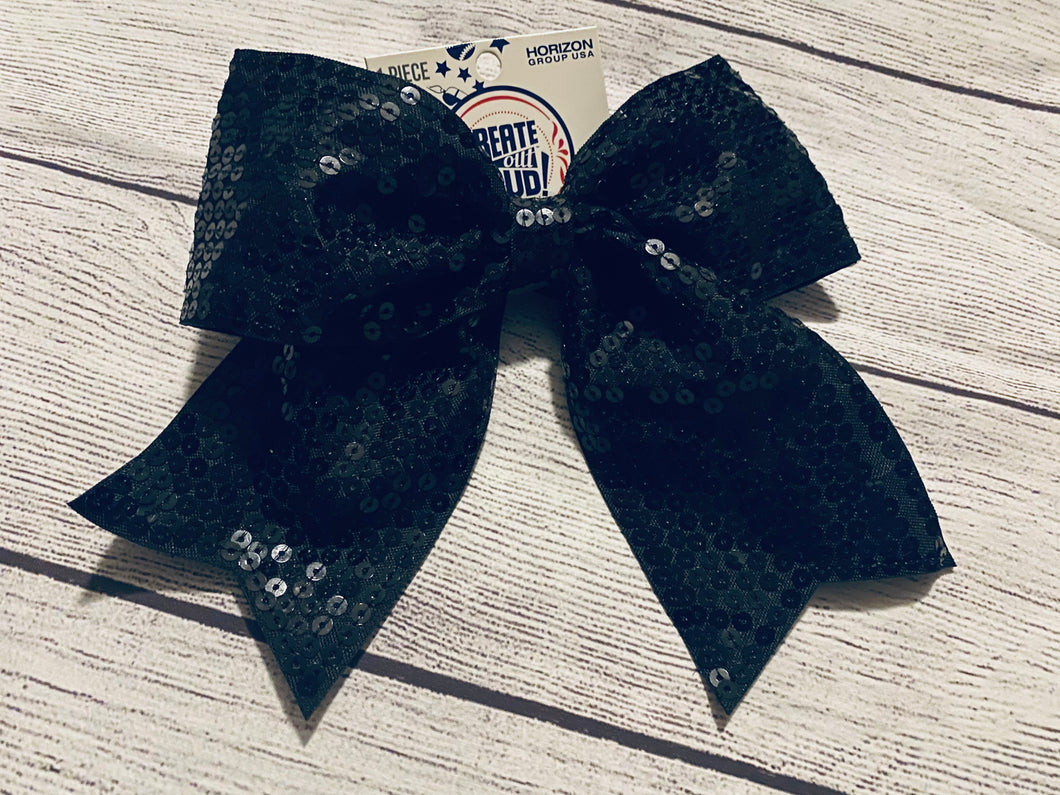 Black Sequin Cheer Hair Bow