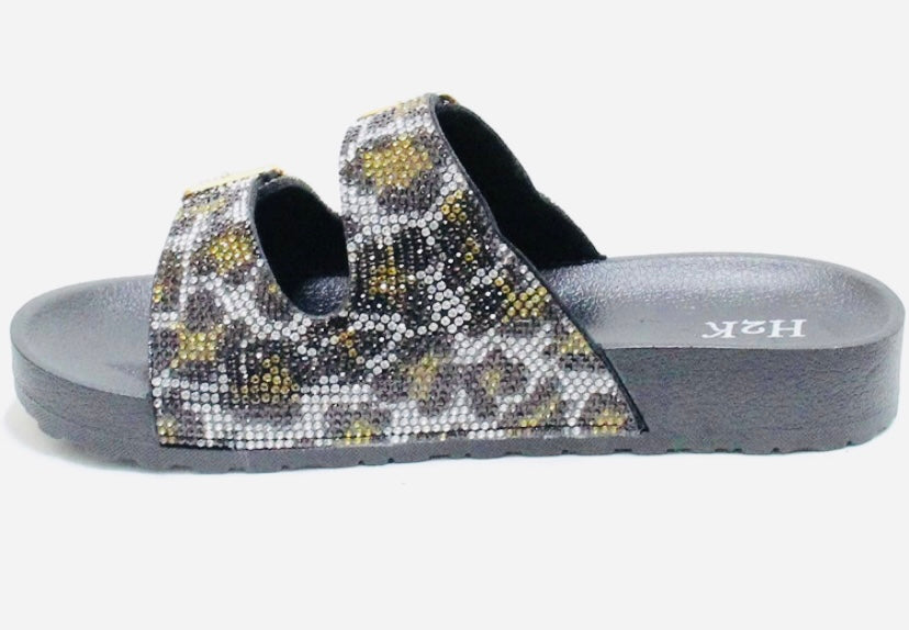 Cheetah Rhinestones Slides
