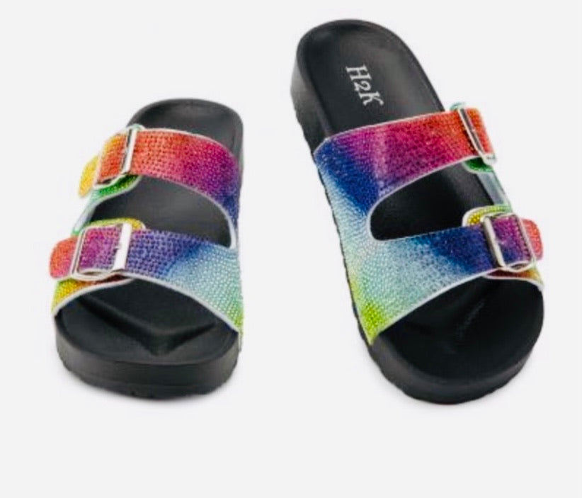Rainbow Rhinestones Slides