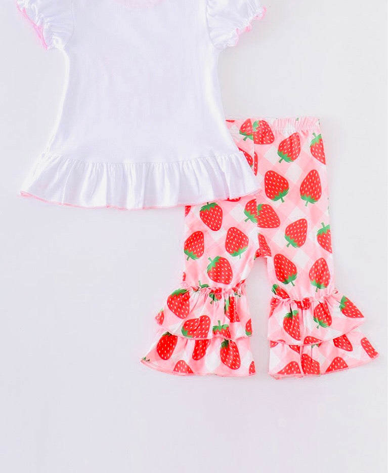 Strawberry Ruffle Capri Set