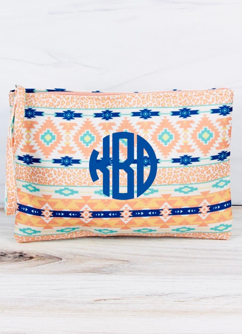 Coral Desert Cat Wristlet Pouch