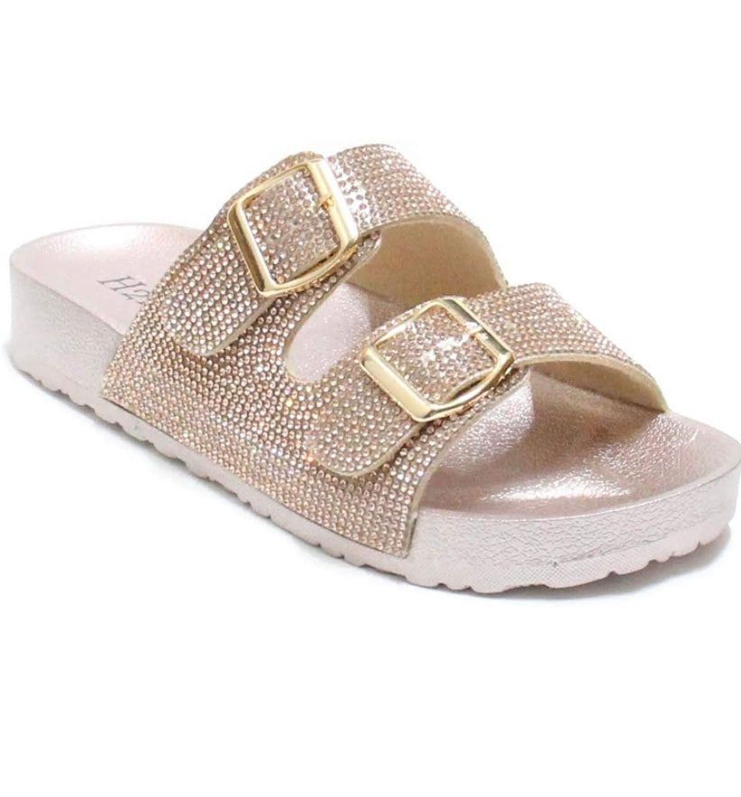 Rose Gold Rhinestones Slides