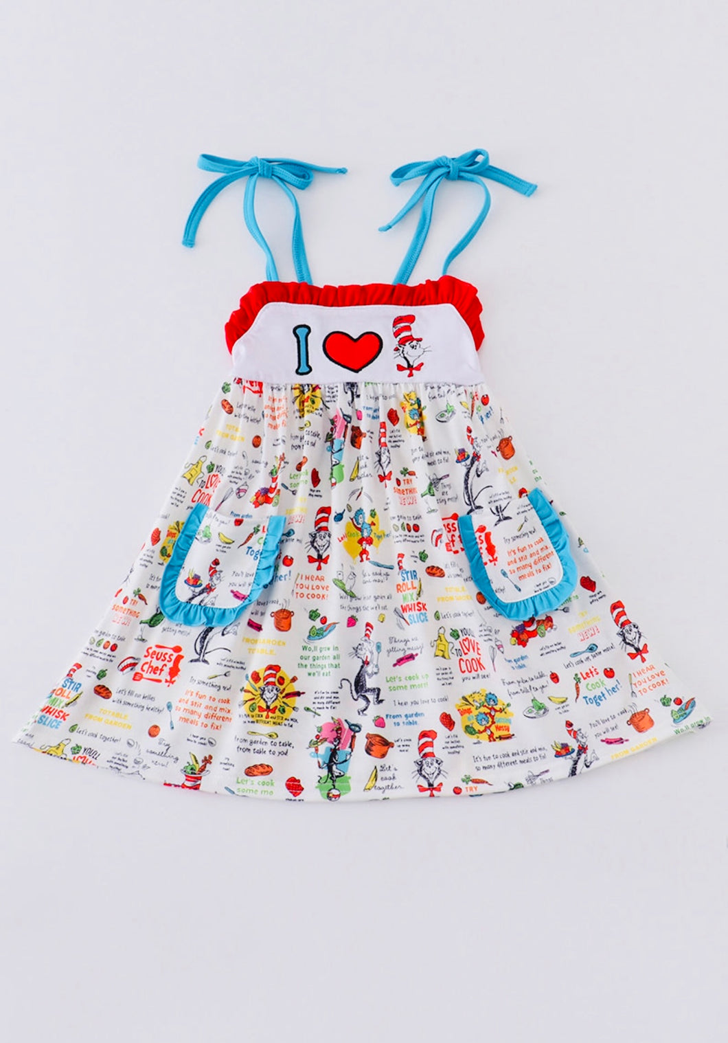 Dr. Seuss Character Embroidery Pocket Dress