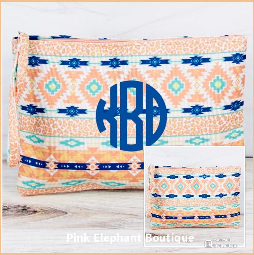 Coral Desert Cat Wristlet Pouch