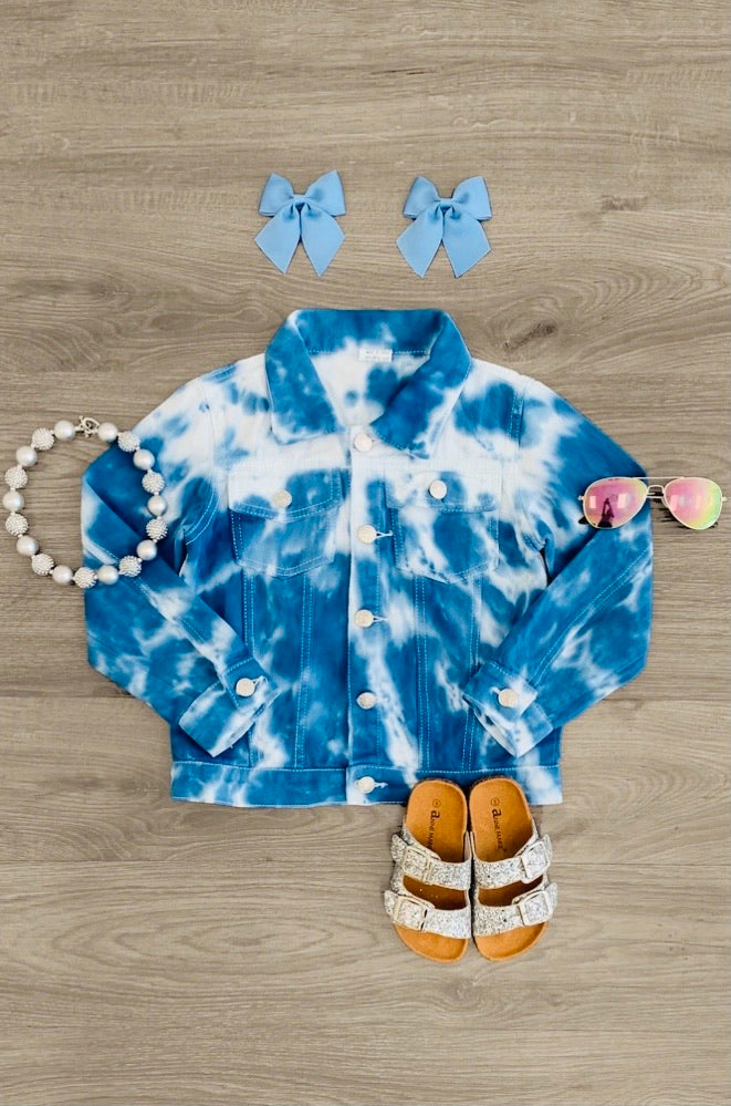 Blue Pastel Tie Dye Denim Jacket