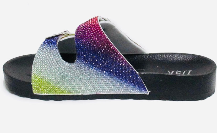 Rainbow Rhinestones Slides