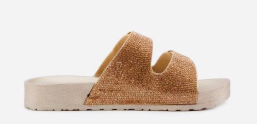 Rose Gold Rhinestones Slides