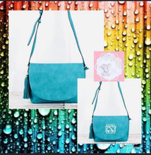 Load image into Gallery viewer, Turquoise Faux Leather Tassel Envelope Crossbody
