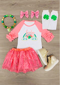Lucky Pink & White Glitter Sequin Skirt