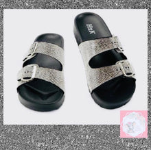 Load image into Gallery viewer, Black Rhinestones Slides
