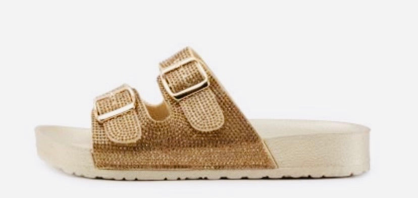 Gold Rhinestones Slides