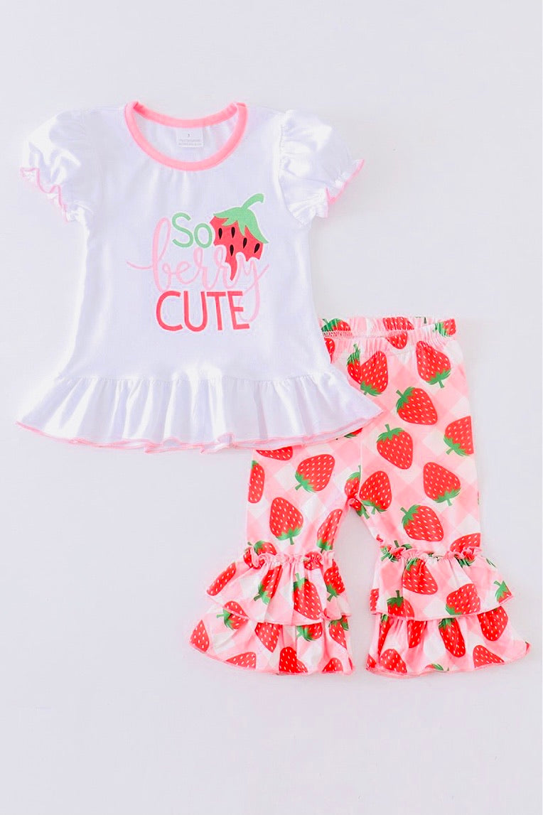 Strawberry Ruffle Capri Set