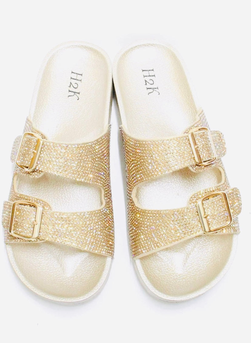 Gold Rhinestones Slides