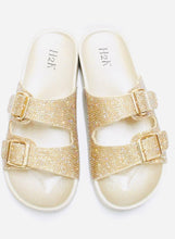 Load image into Gallery viewer, Gold Rhinestones Slides
