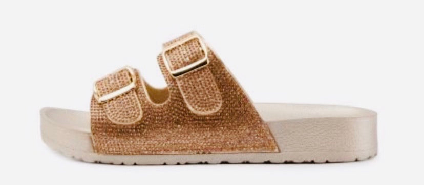 Rose Gold Rhinestones Slides