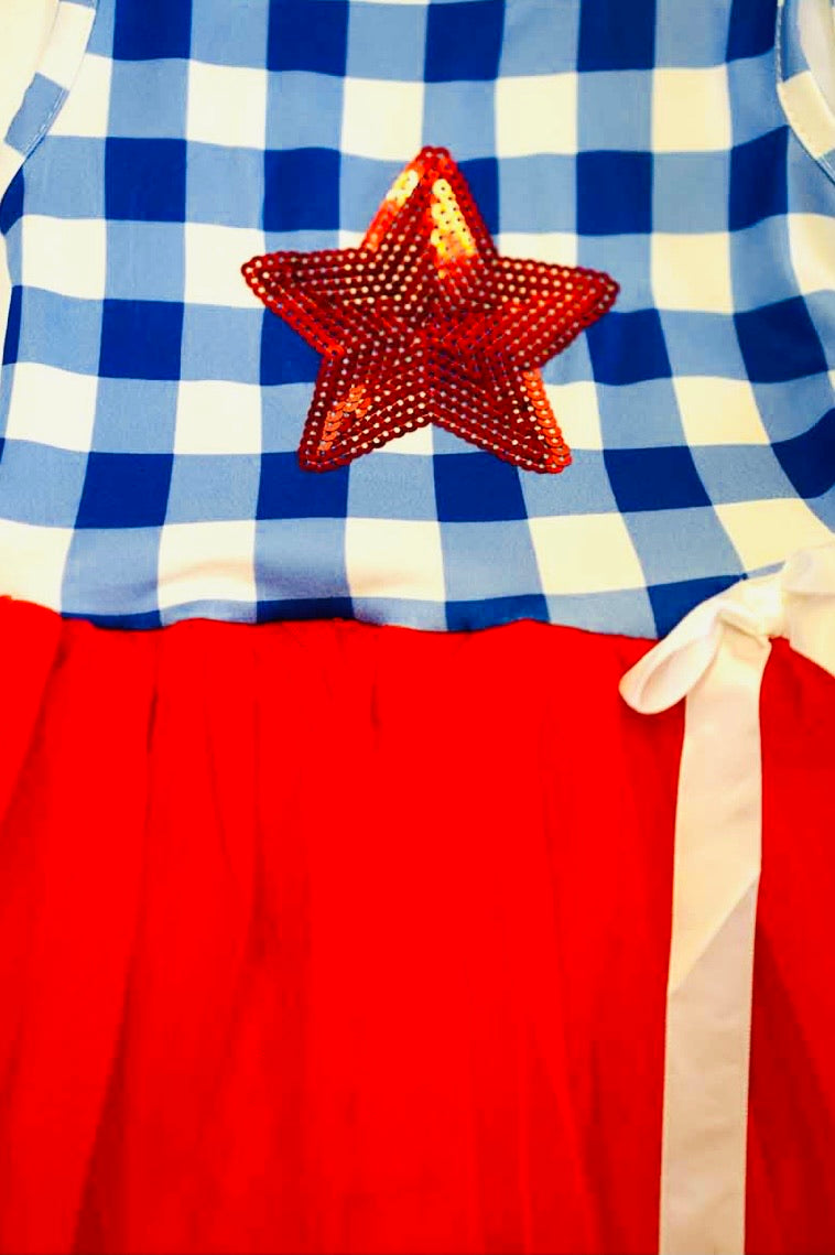 Red Star Sequins Tulle Dress
