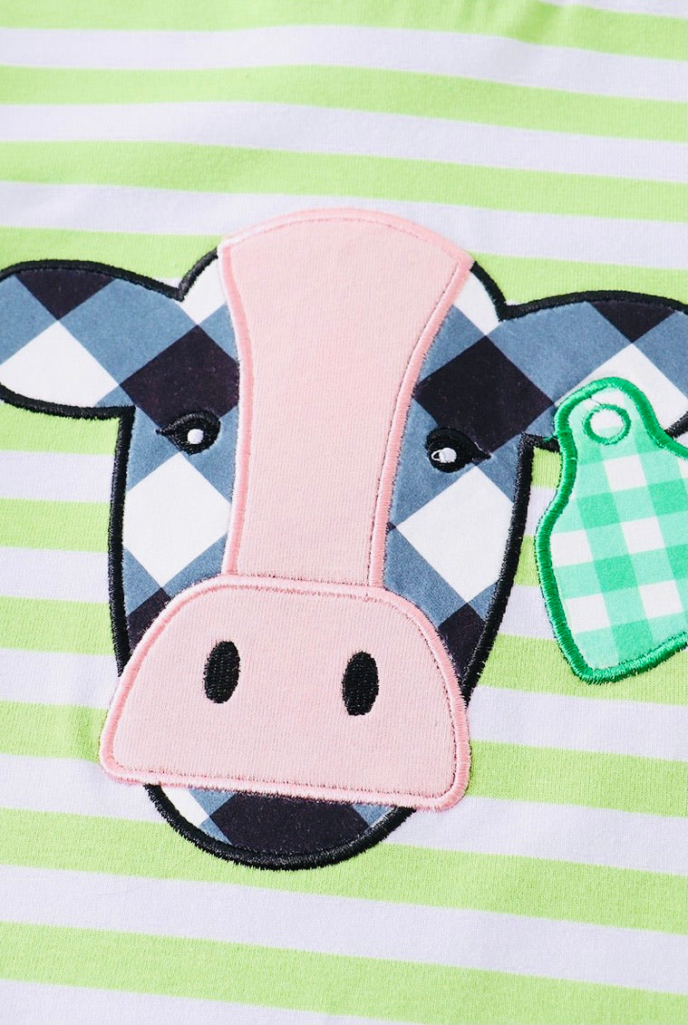 Green Stripe Moo Moo