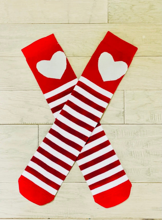 Red/Grey Hearted & White Strip Mocks